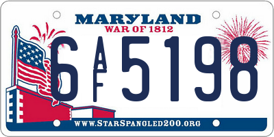 MD license plate 6AF5198