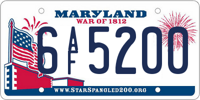 MD license plate 6AF5200