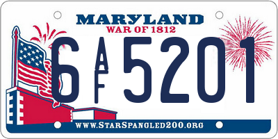 MD license plate 6AF5201