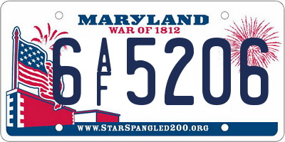 MD license plate 6AF5206