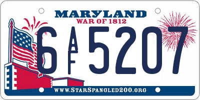 MD license plate 6AF5207