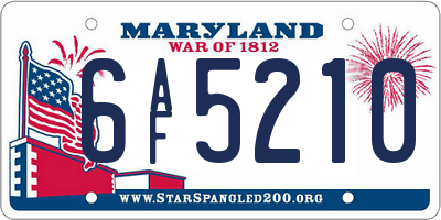 MD license plate 6AF5210