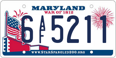 MD license plate 6AF5211