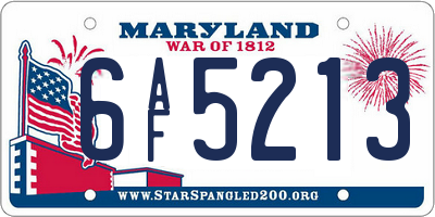 MD license plate 6AF5213