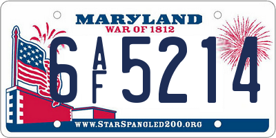 MD license plate 6AF5214