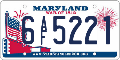 MD license plate 6AF5221