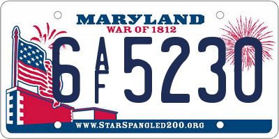 MD license plate 6AF5230