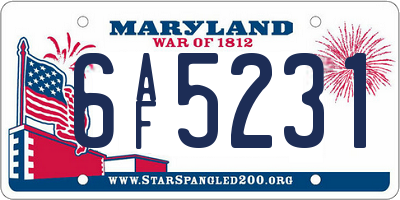 MD license plate 6AF5231