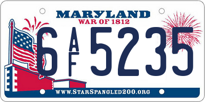 MD license plate 6AF5235