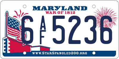MD license plate 6AF5236