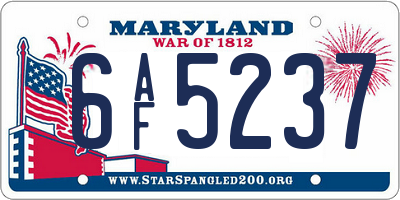 MD license plate 6AF5237