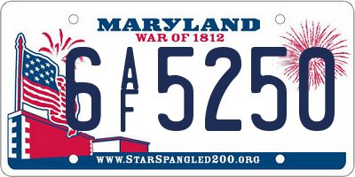 MD license plate 6AF5250