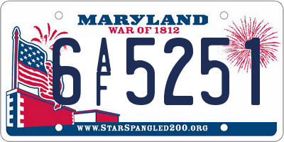 MD license plate 6AF5251