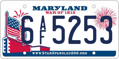 MD license plate 6AF5253