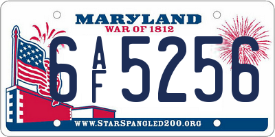 MD license plate 6AF5256