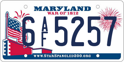 MD license plate 6AF5257