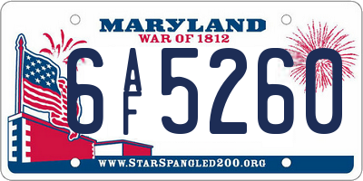 MD license plate 6AF5260