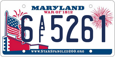 MD license plate 6AF5261