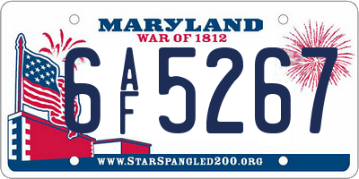 MD license plate 6AF5267