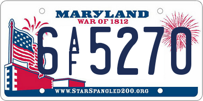 MD license plate 6AF5270