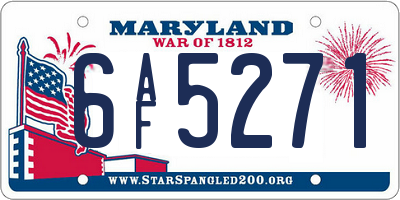 MD license plate 6AF5271