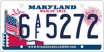 MD license plate 6AF5272