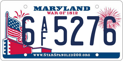 MD license plate 6AF5276