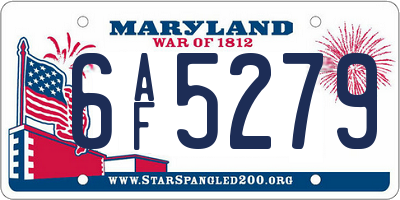 MD license plate 6AF5279
