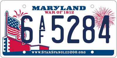 MD license plate 6AF5284
