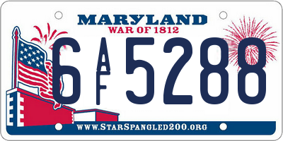 MD license plate 6AF5288