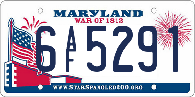 MD license plate 6AF5291