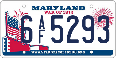 MD license plate 6AF5293
