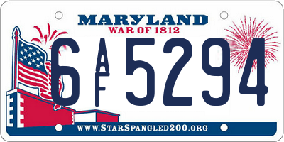MD license plate 6AF5294