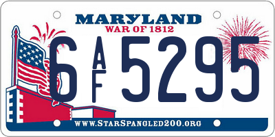 MD license plate 6AF5295