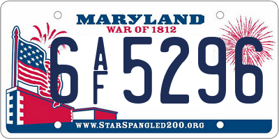 MD license plate 6AF5296