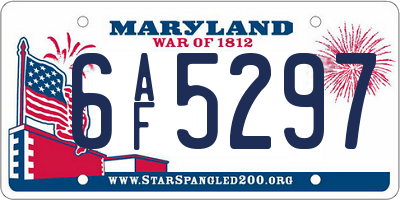 MD license plate 6AF5297