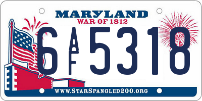 MD license plate 6AF5318