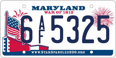 MD license plate 6AF5325