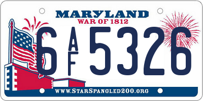 MD license plate 6AF5326