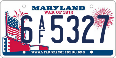 MD license plate 6AF5327