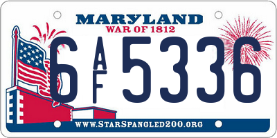 MD license plate 6AF5336