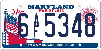 MD license plate 6AF5348