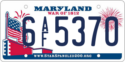 MD license plate 6AF5370