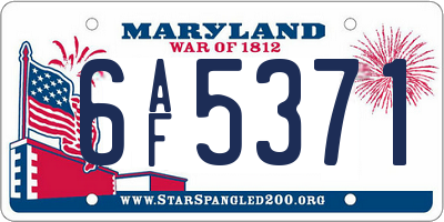 MD license plate 6AF5371