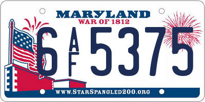 MD license plate 6AF5375