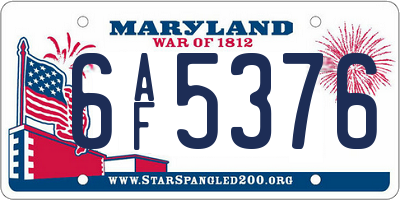 MD license plate 6AF5376