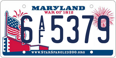 MD license plate 6AF5379