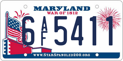 MD license plate 6AF5411