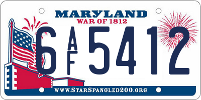 MD license plate 6AF5412