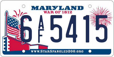 MD license plate 6AF5415